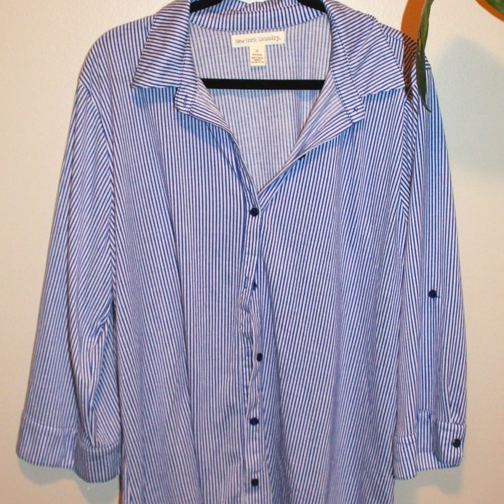 NY Laundry Pinstripe button down - 2X